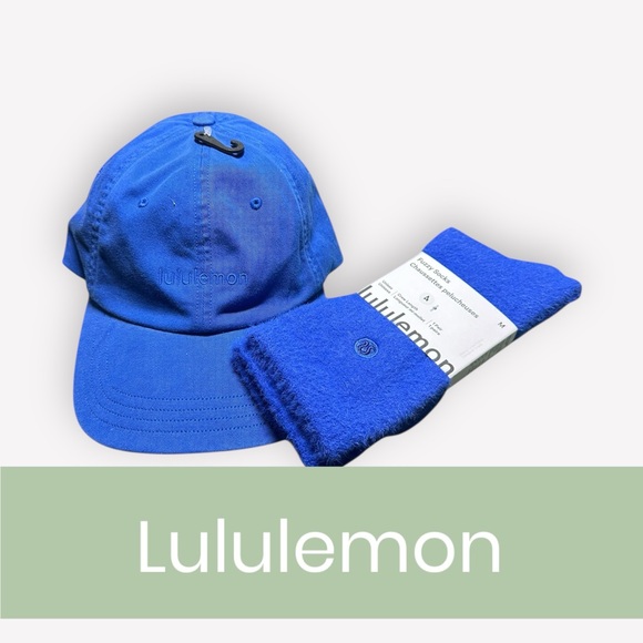 Lululemon Bundle Baseball Cap S/M & Fuzzy Socks Med Blue NWT